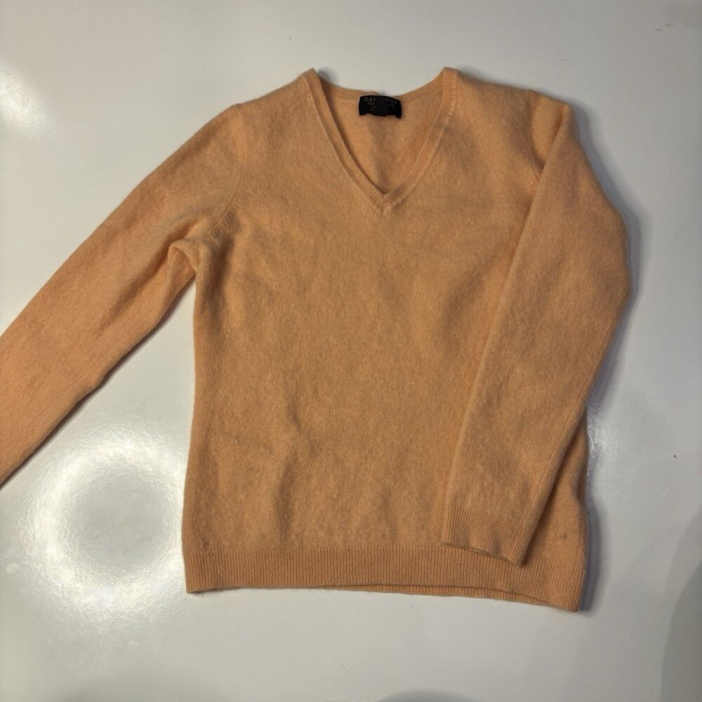 Charter Club Luxury 100% Cashmere Pullover V Neck Peach Sweater Girls Large